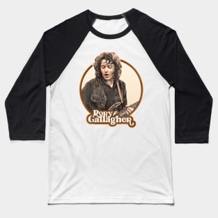 Rory Gallagher 70s Retro Sepia Tone Baseball T-Shirt